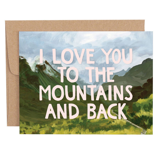 Pink Mountains And Back Love Greeting Card