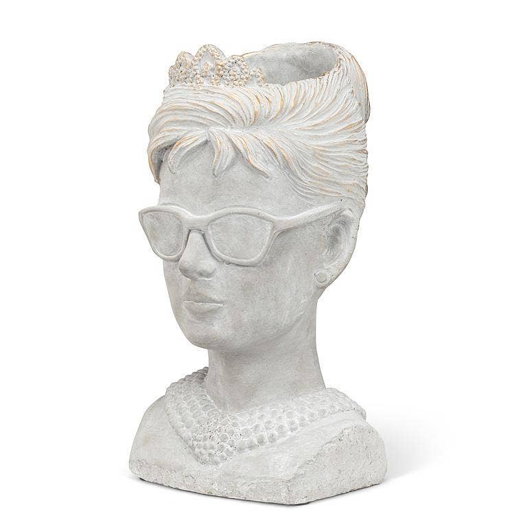 Small Woman in Sunglasses Planter-10.5"H
