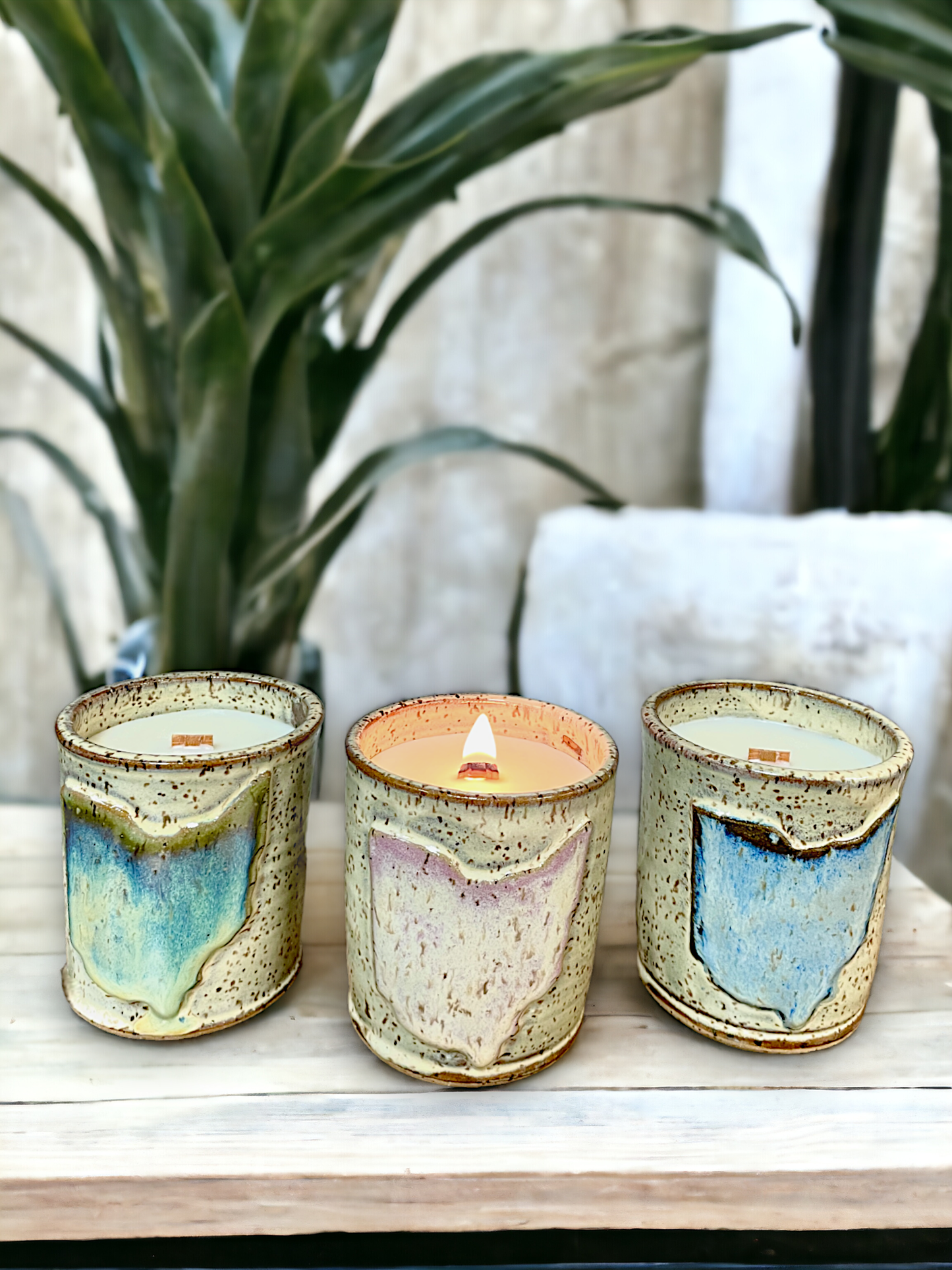 Sea & Sand | Ohio Themed Pottery Candle | Wood Wick