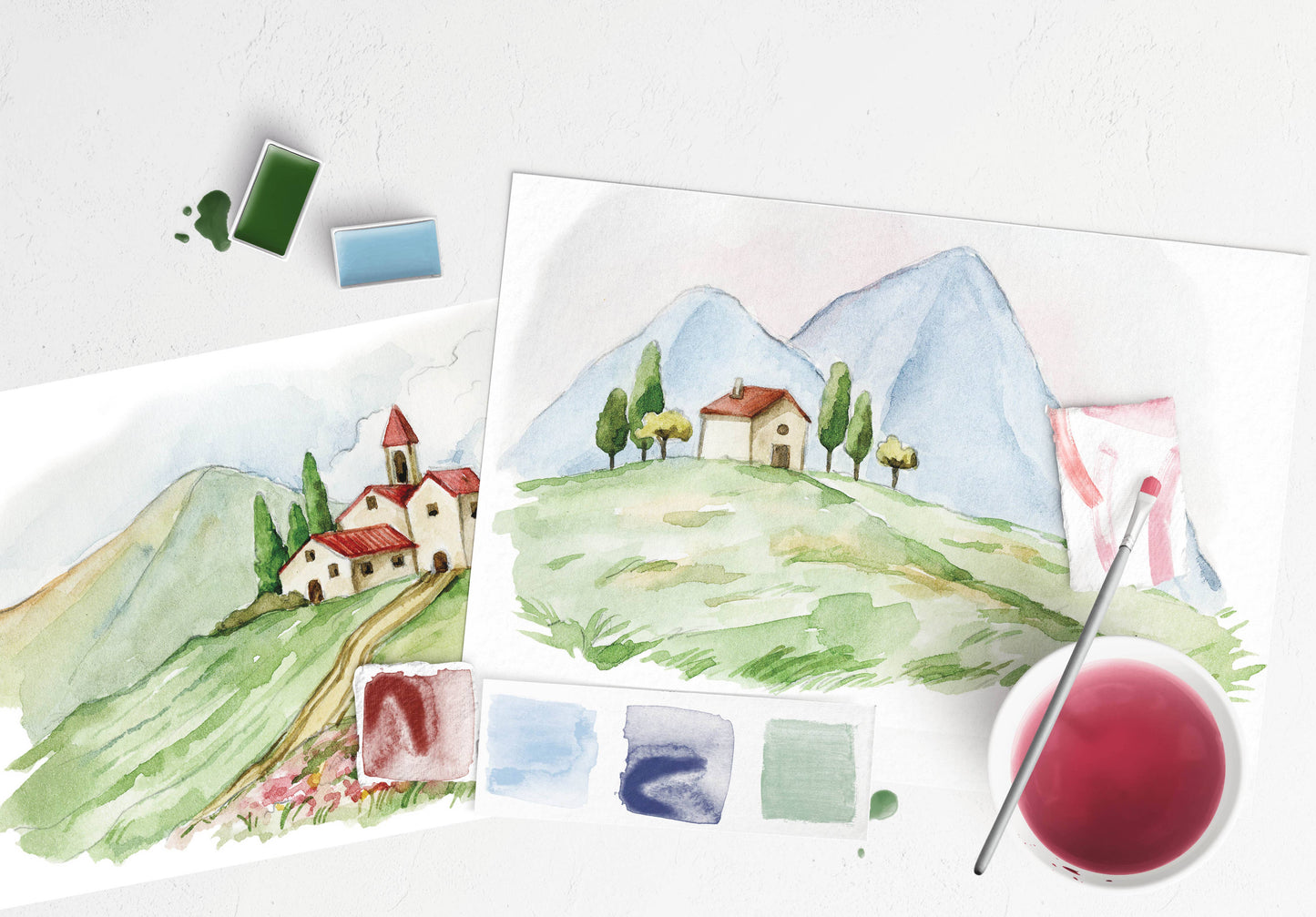 Italian Fields watercolor painting kit