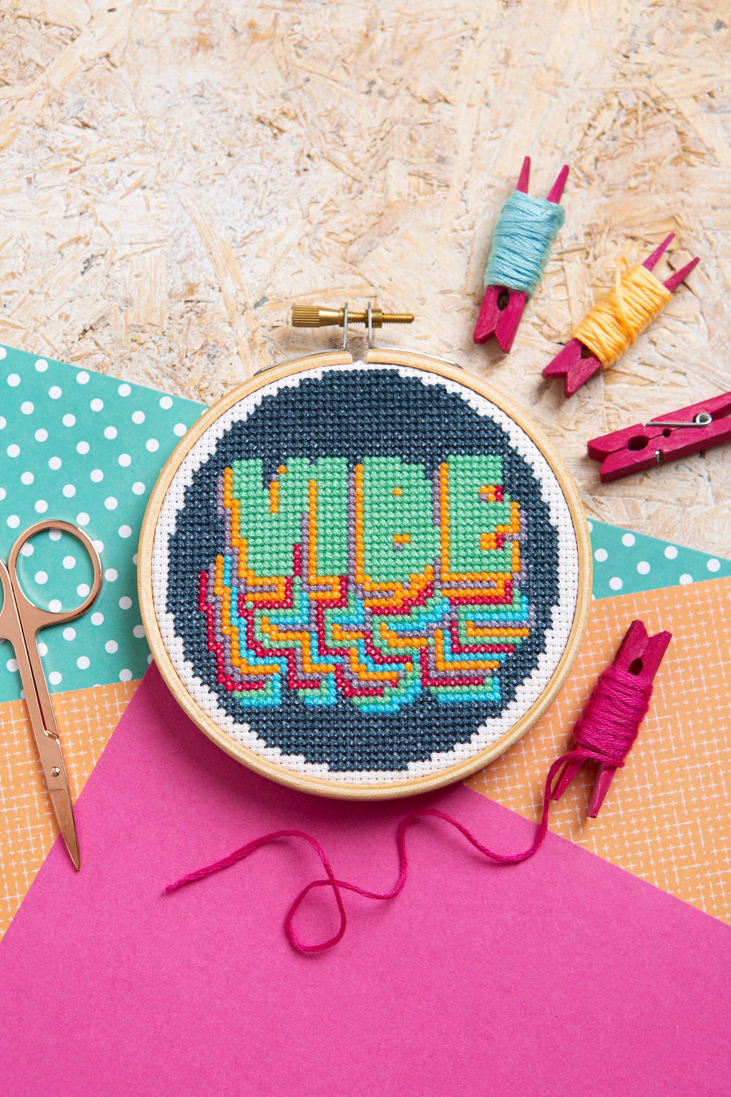 Vibe Mini Cross Stitch Kit | Beginner Craft Kit