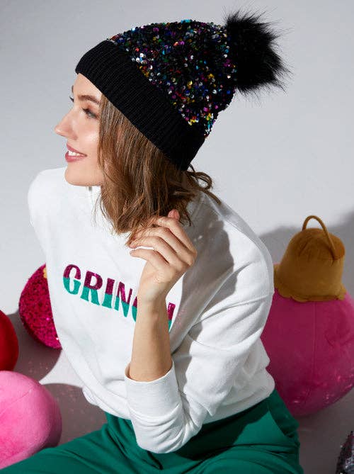 FIESTA SEQUIN HAT: Black