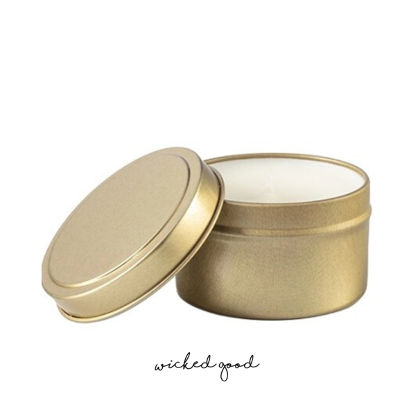 Custom Soy Candle | Gold Tin Your Logo + Brand Candles: ROSE NOIR