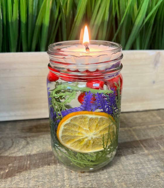 Floating herbal mason jar candle