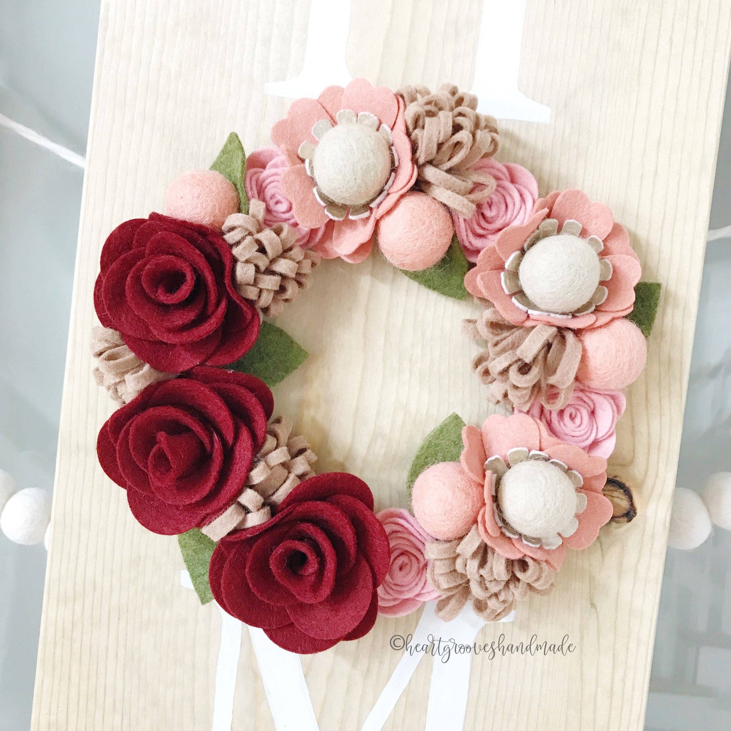 Felt Flower Wreath Craft Kit | Crimson Blush