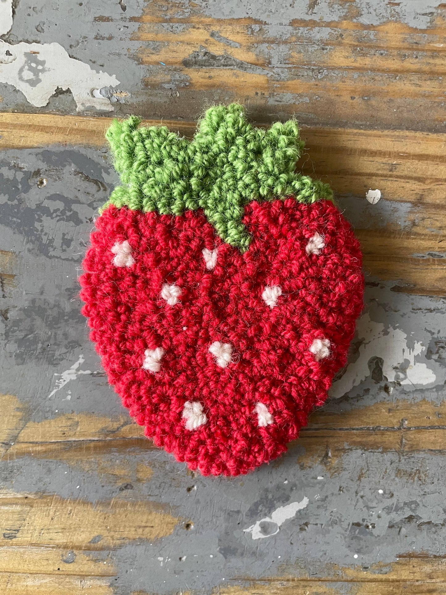 Strawberry Mug Rug Punch Needle