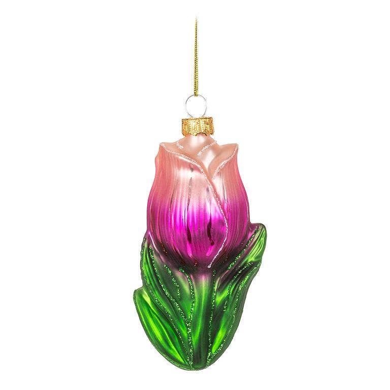 Pink Tulip Ornament-4"H