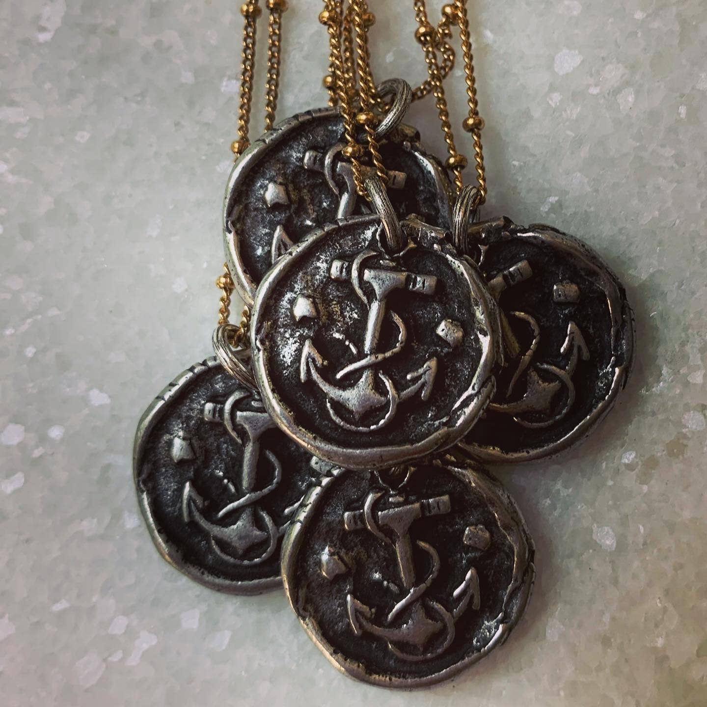 Anchor: Gold Charm/Silver Chain