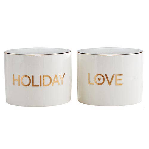 Gold Holiday Dip Bowls Book Box - Set of 2