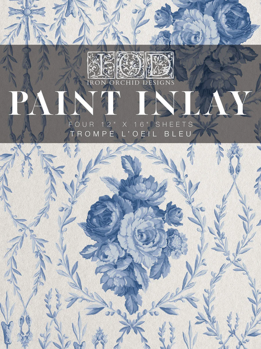 Trompe L’oeil BLEU IOD Paint Inlay 12x16 Pad™ Blue