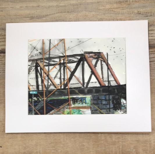 Train Bridge Marietta, Ohio Watercolor (Print) Kate McCarthy