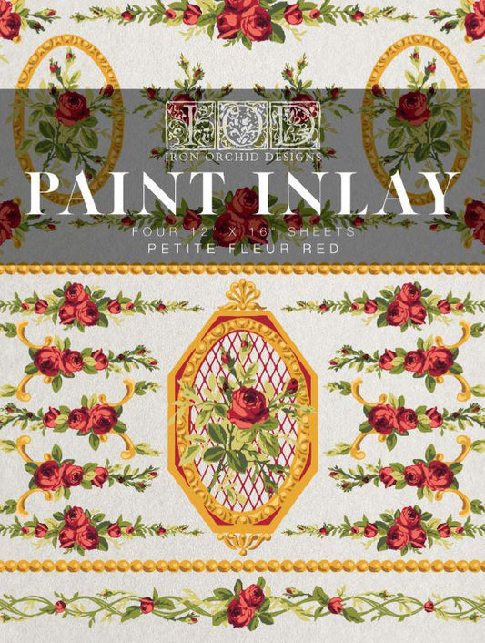 Petite Fleur Red IOD Paint Inlay 12x16 Pad LIMITED RELEASE