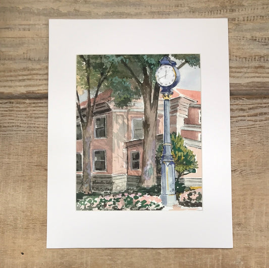 Marietta College CLOCK Watercolor(Print) Kate McCarthy