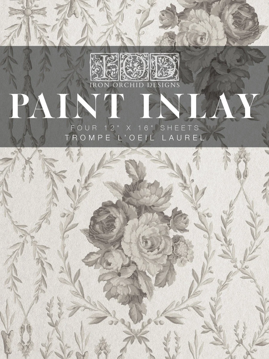 Trompe l’oeil laurel IOD Paint Inlay 12x16 Pad™