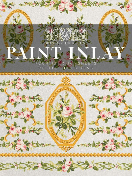 Petite Fleur Pink IOD Paint Inlay 12x16 Pad LIMITED RELEASE