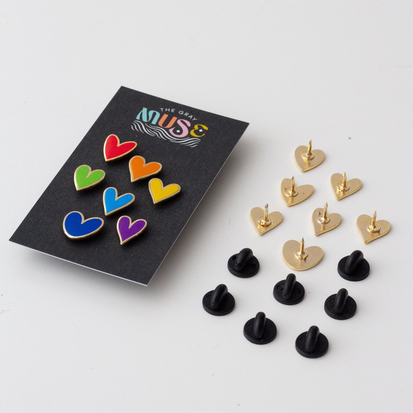 Mini Rainbow Hearts (7) Enamel Pin Collection