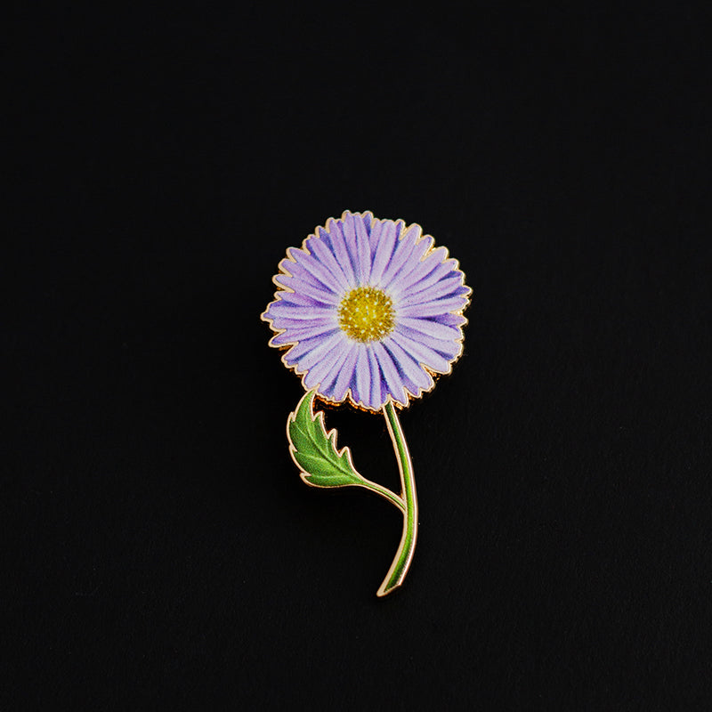 Aster v2 Floral Enamel Pin | September Birth Month Flower
