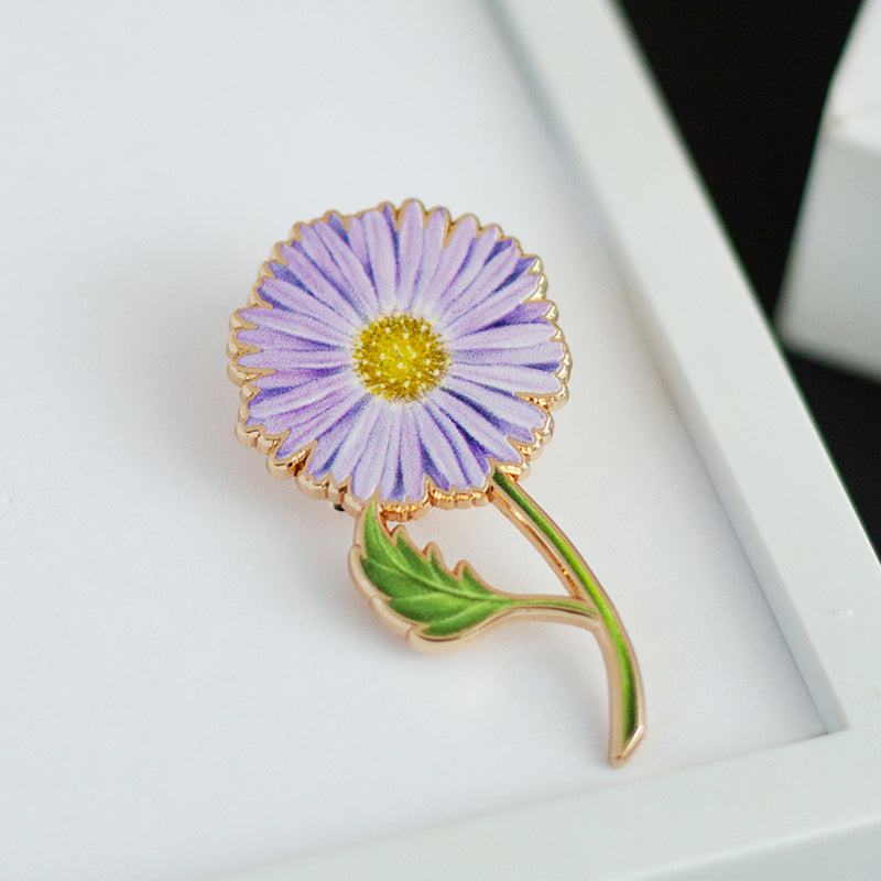 Aster v2 Floral Enamel Pin | September Birth Month Flower