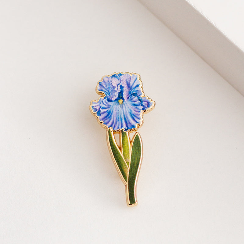 Bearded Iris (Blue) Floral Enamel Pin