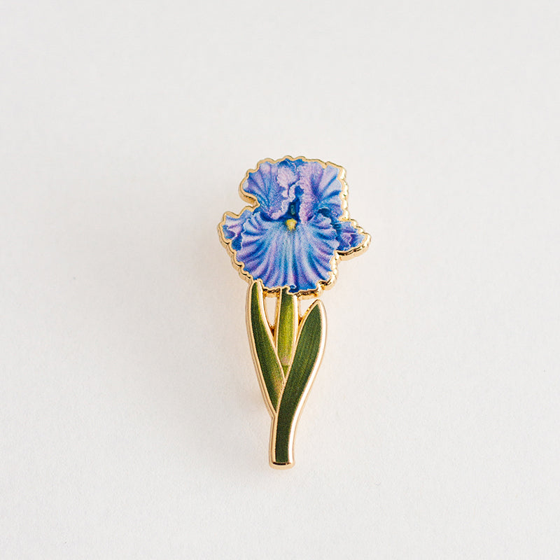 Bearded Iris (Blue) Floral Enamel Pin