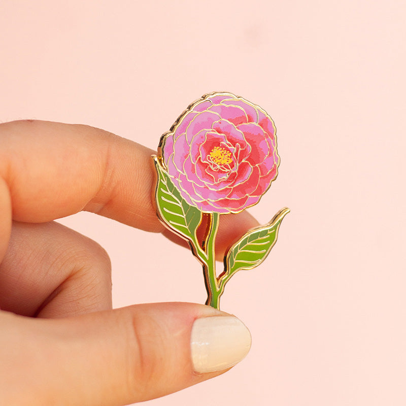 RETIRING Camellia Floral Enamel Pin