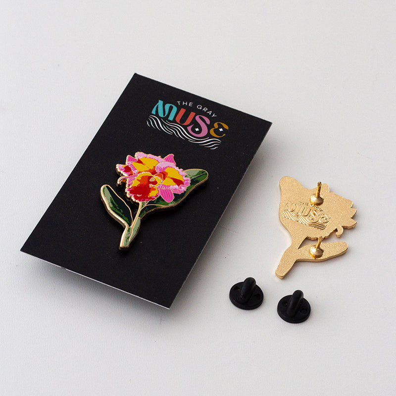 RETIRING Cattleya Orchid Floral Enamel Pin