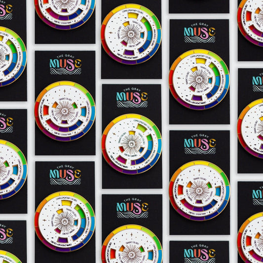 The Original Color Wheel© Interactive Spinner Enamel Pin (White/Gold)