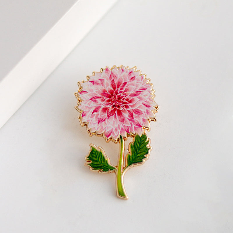 Dahlia (Pink) Floral Enamel Pin