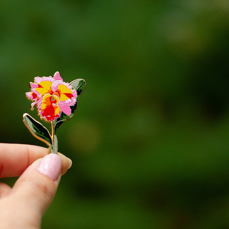 RETIRING Cattleya Orchid Floral Enamel Pin