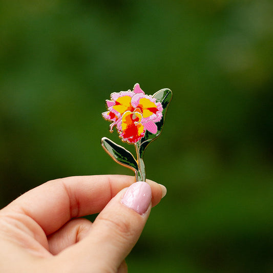 RETIRING Cattleya Orchid Floral Enamel Pin