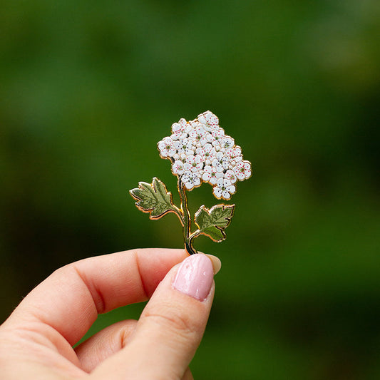 Hawthorn Floral Enamel Pin | May Birth Month Flower