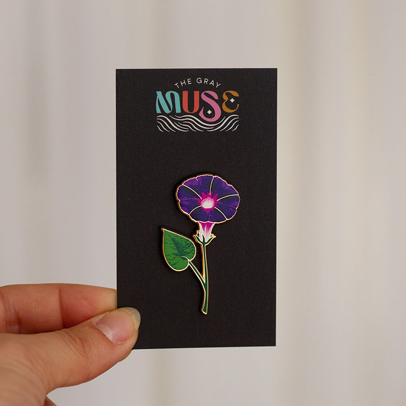 Morning Glory Floral Enamel Pin | September Birth Month Flower