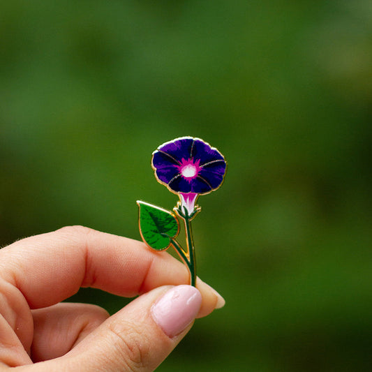 Morning Glory Floral Enamel Pin | September Birth Month Flower