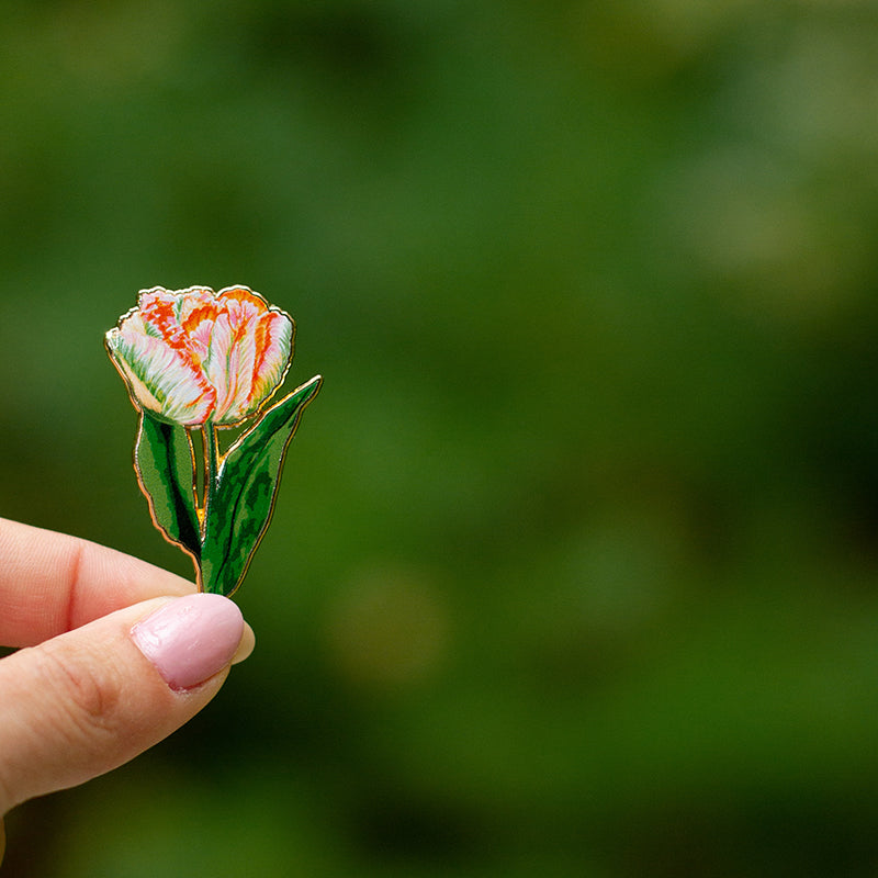 Parrot Tulip Floral Enamel Pin