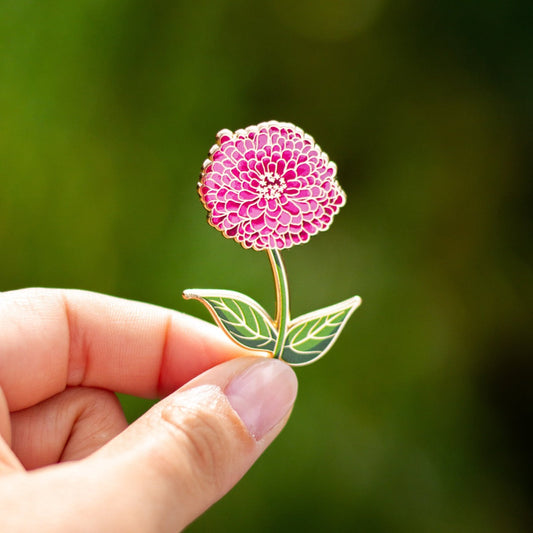 Zinnia Floral Enamel Pin