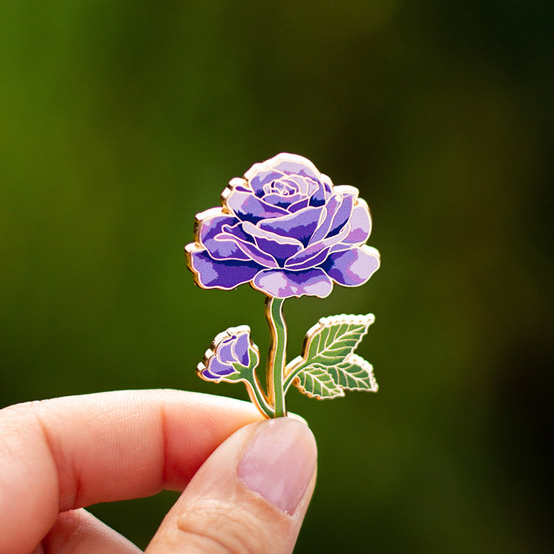 Rose (Purple) Enamel Pin | June Birth Month Flower