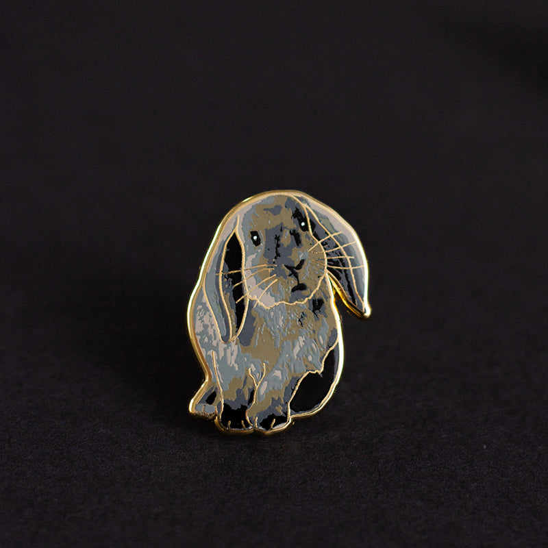 RETIRING Gray Bunny Enamel Pin