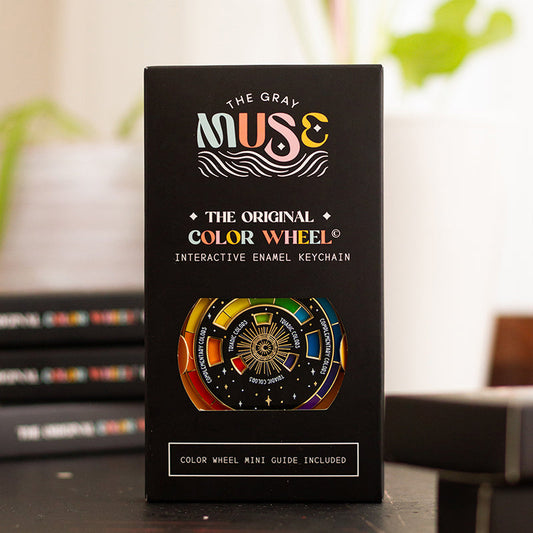 The Original Color Wheel© Interactive Spinner Enamel Keychain (Black/Gold)