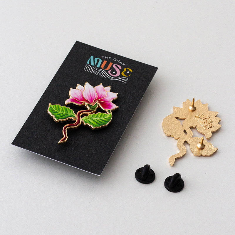 Magnolia (Pink) Floral Enamel Pin