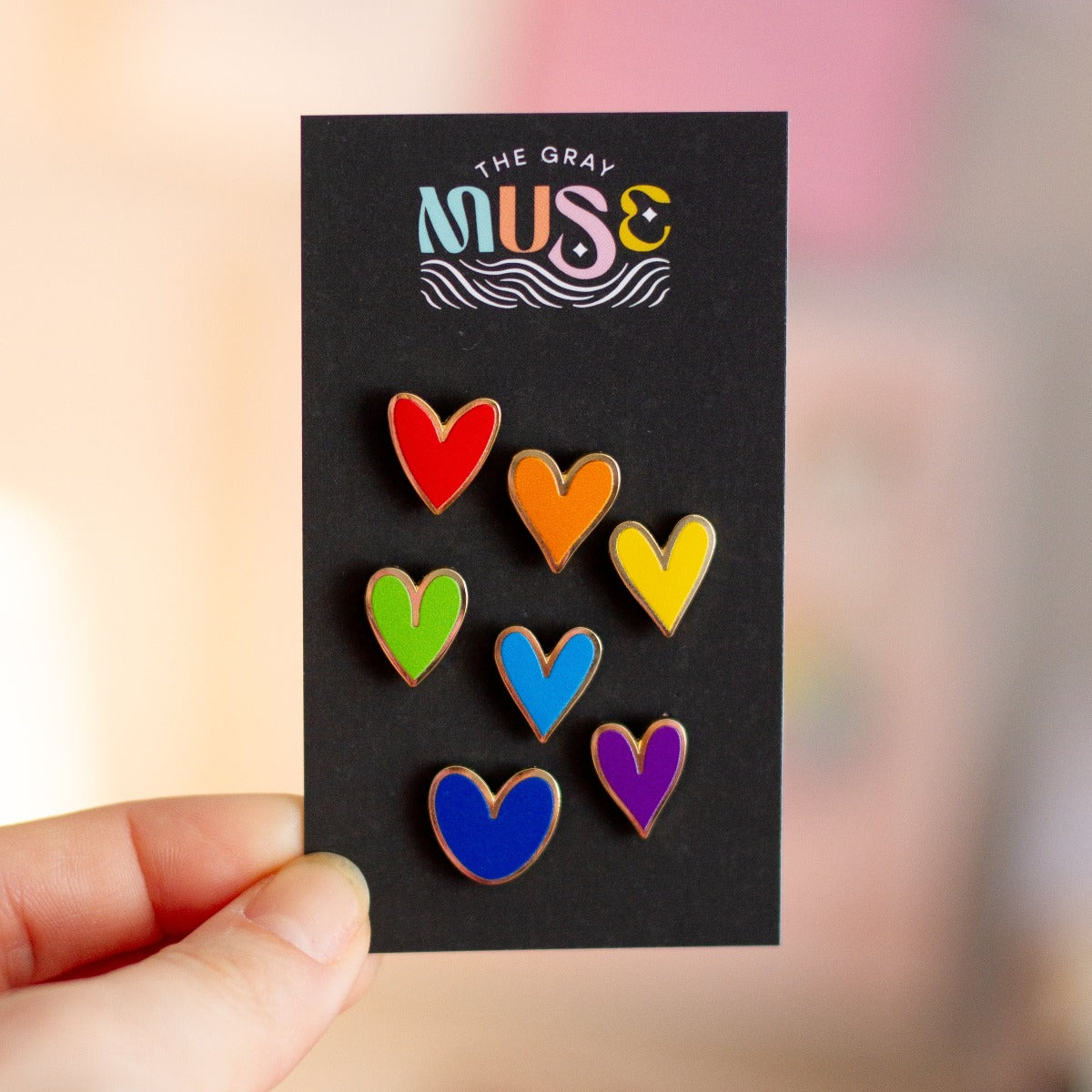 Mini Rainbow Hearts (7) Enamel Pin Collection