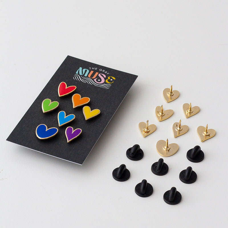 Mini Rainbow Hearts (7) Enamel Pin Collection