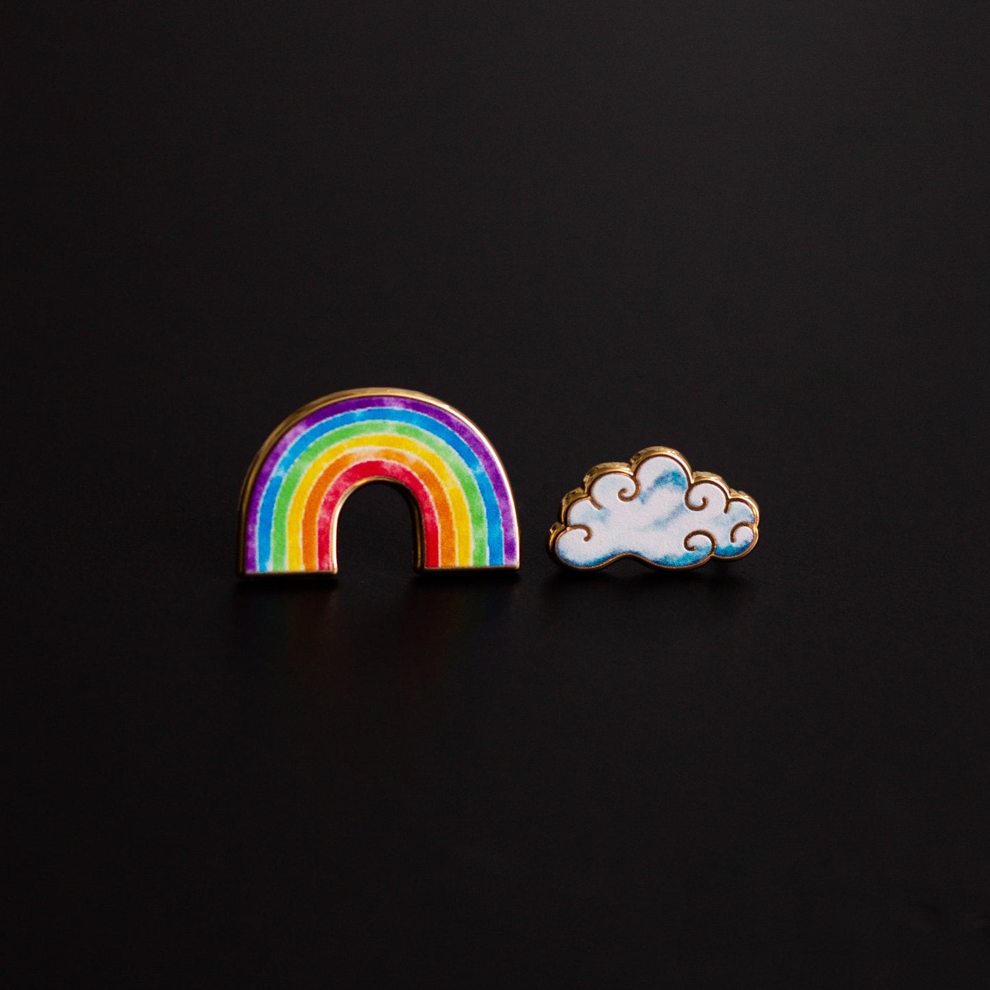 Mini Watercolor Rainbow & Cloud Set of Enamel Pins (2)