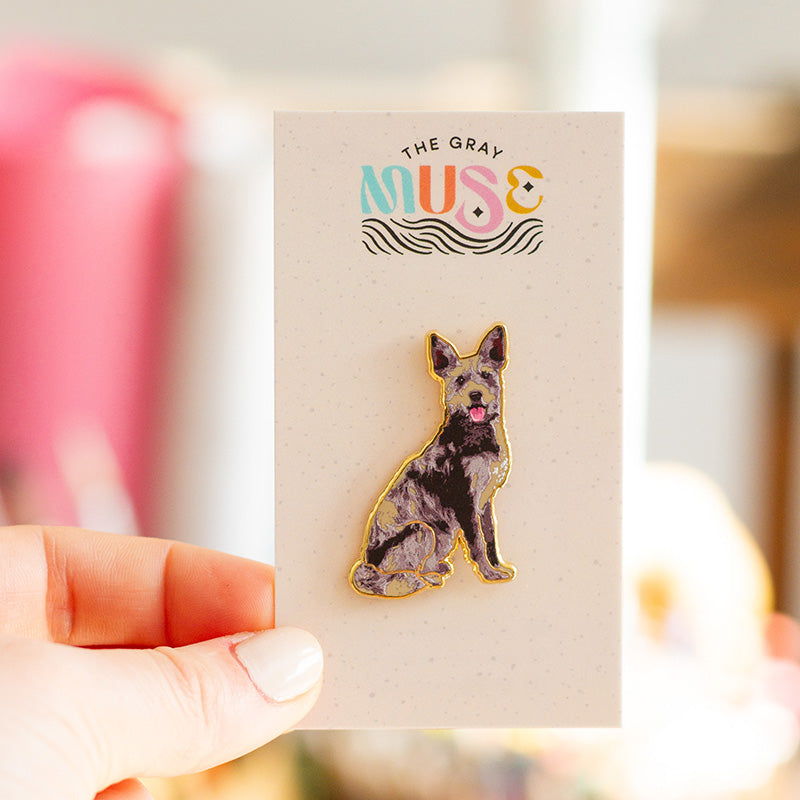 RETIRING Mixed Mutt Breed Dog Enamel Pin