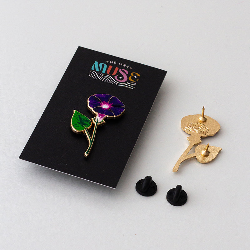 Morning Glory Floral Enamel Pin | September Birth Month Flower