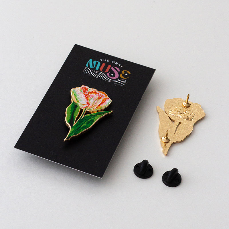 Parrot Tulip Floral Enamel Pin