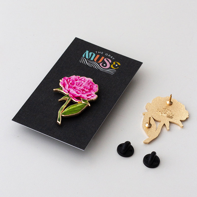 Peony (Pink) v3 Floral Enamel Pin | November Birth Month Flower