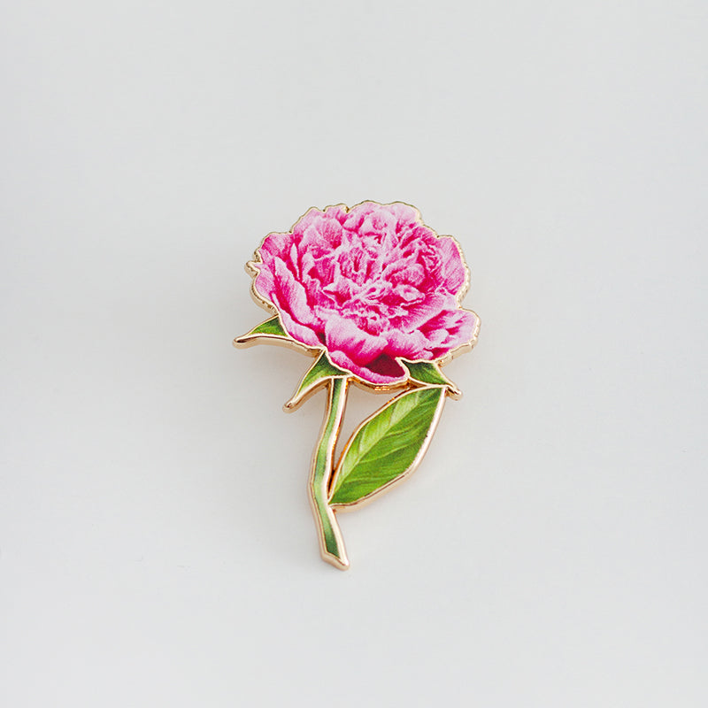 Peony (Pink) v3 Floral Enamel Pin | November Birth Month Flower