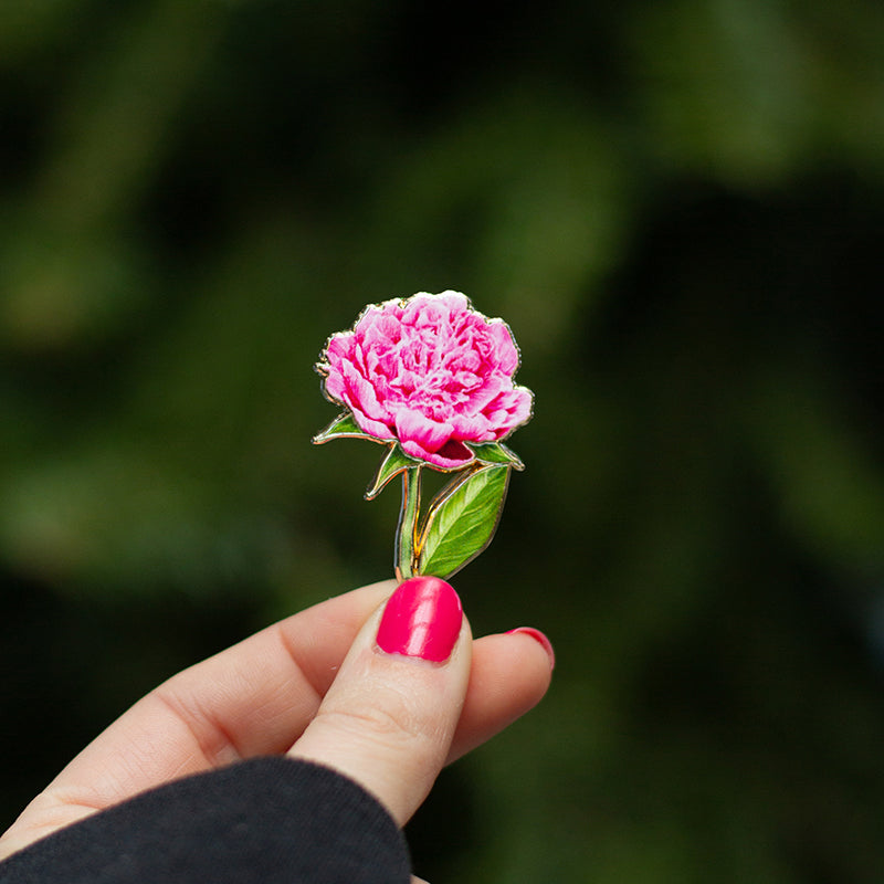 Peony (Pink) v3 Floral Enamel Pin | November Birth Month Flower