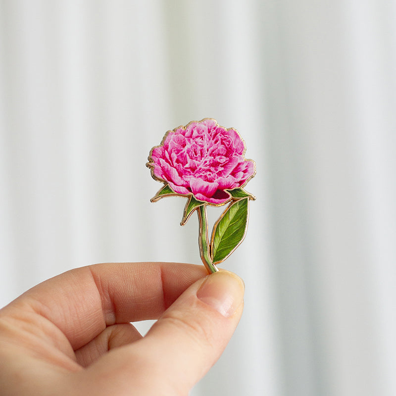 Peony (Pink) v3 Floral Enamel Pin | November Birth Month Flower