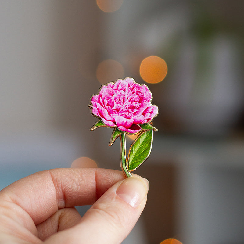 Peony (Pink) v3 Floral Enamel Pin | November Birth Month Flower